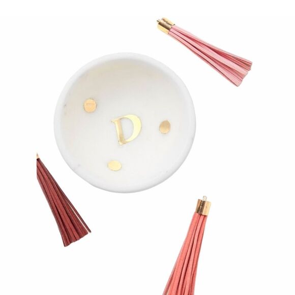 Anthropologie Jewelry - Anthropologie “D” Marble Mono Trinket Dish